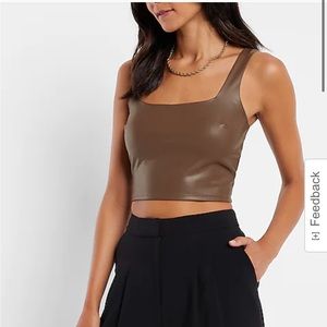 NWT! Express Body Contour Faux Leather Square Neck Cropped Tank - Size XS